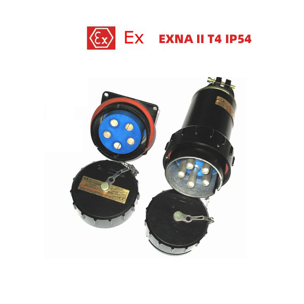 Non-sparking explosion-proof three-phase five-pole plug and socket